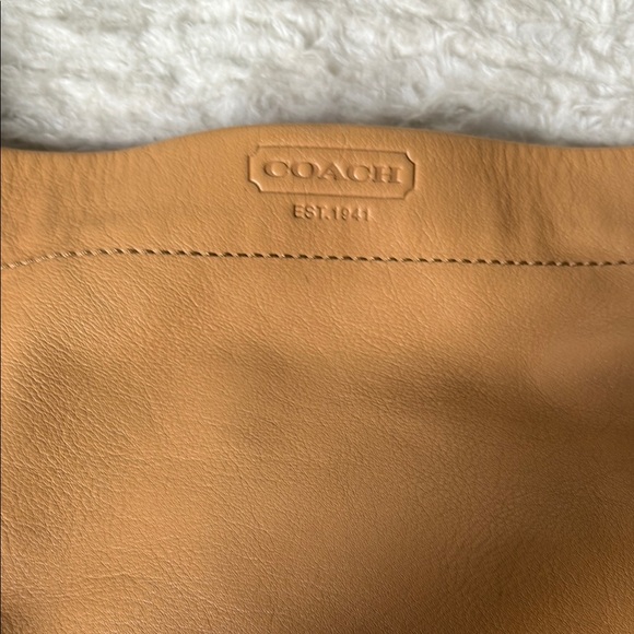 Coach Tan and Brown Leather Shoulder Bag with Gold Hardware - Picture 2 of 10